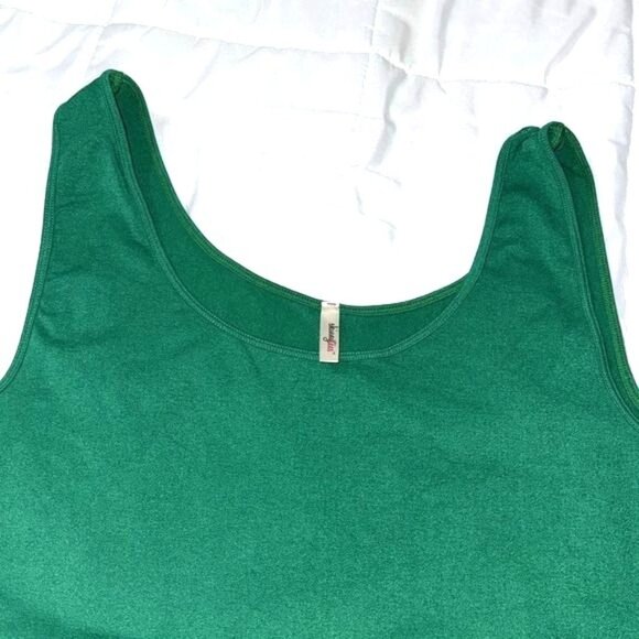 Green Skinny Tees Plus Size Tank Top With Sequin Accents - Picture 5 of 8